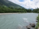 濁流だった梓川も、いつもより少し多めの水量までに回復してきました。