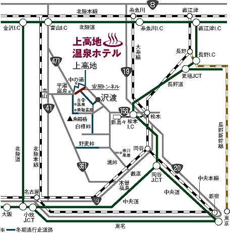 上高地温泉ホテル地図